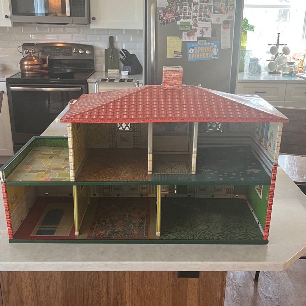 Vintage MCM T. Cohn Tin Litho Dollhouse 1948 - Picture 3 of 14